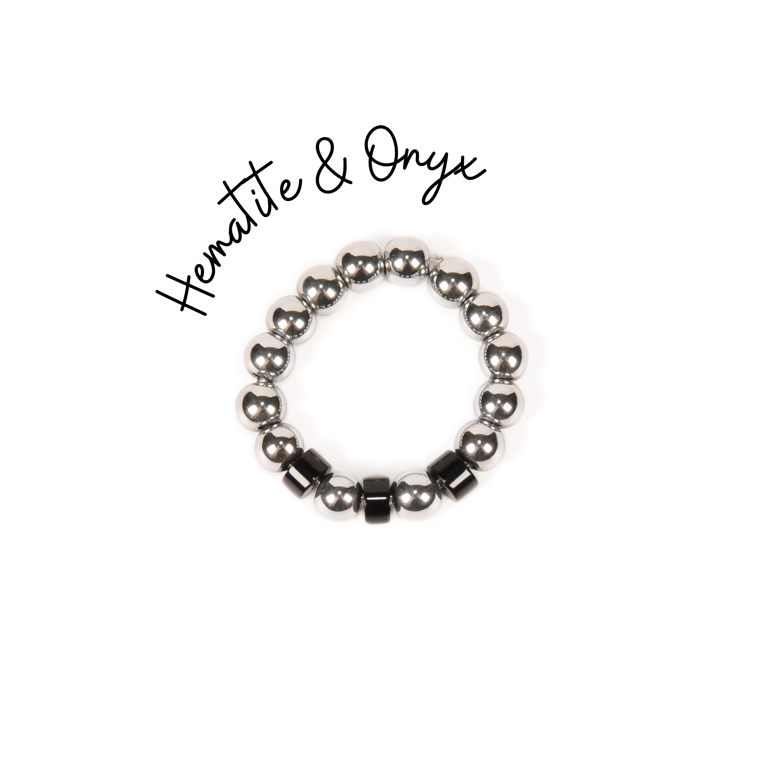 Hematite and Onyx Ring