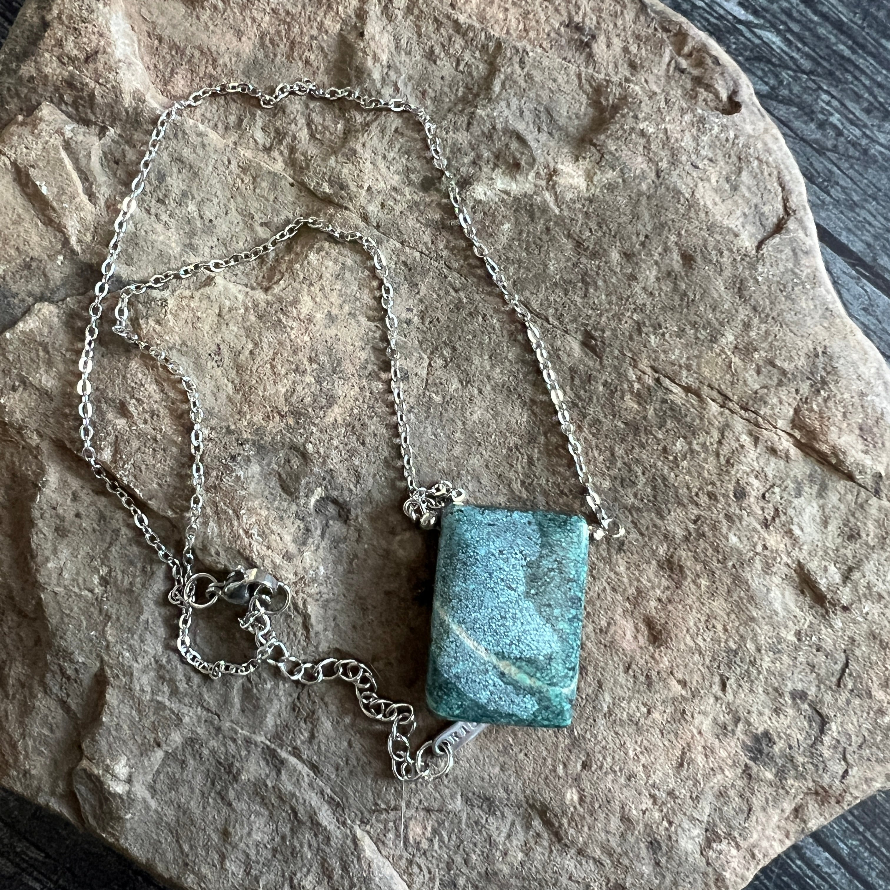 African Turquoise Rectangle Necklace