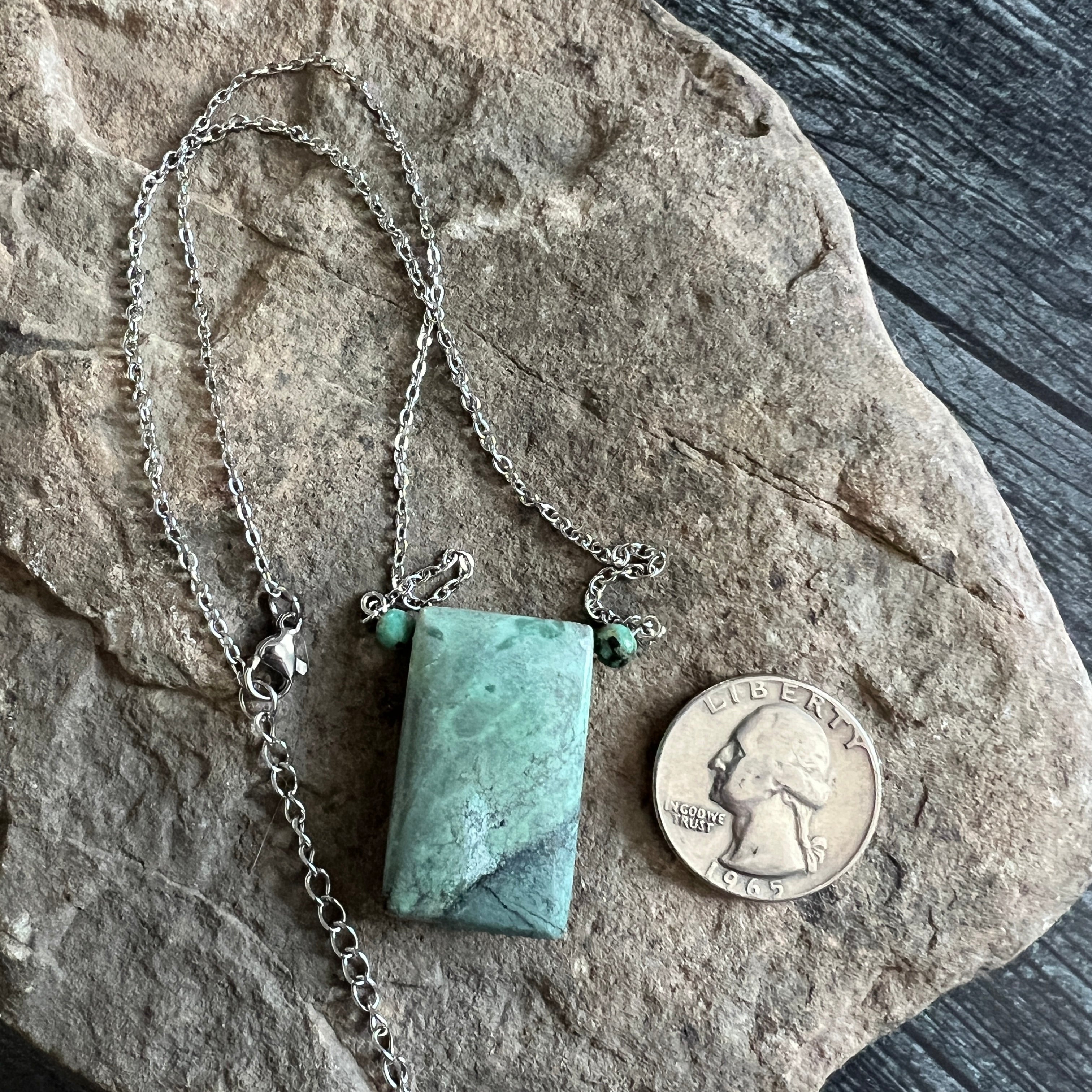 African Turquoise Rectangle Necklace