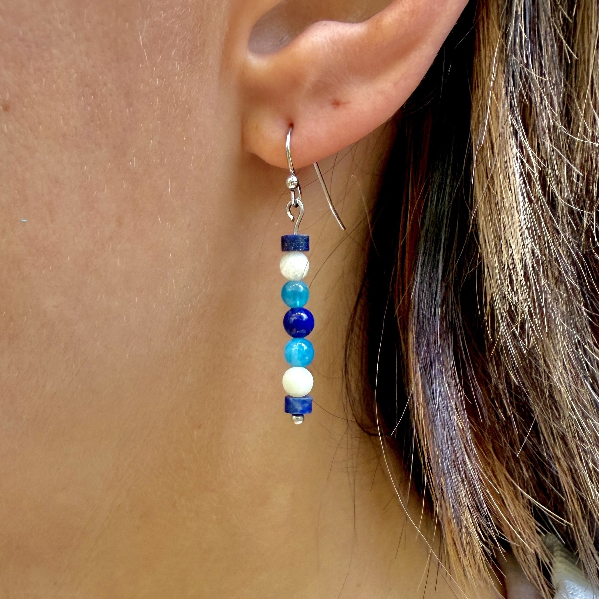 Blue Horizon Earrings - Amazonite, Apatite & Lapis Lazuli Earrings