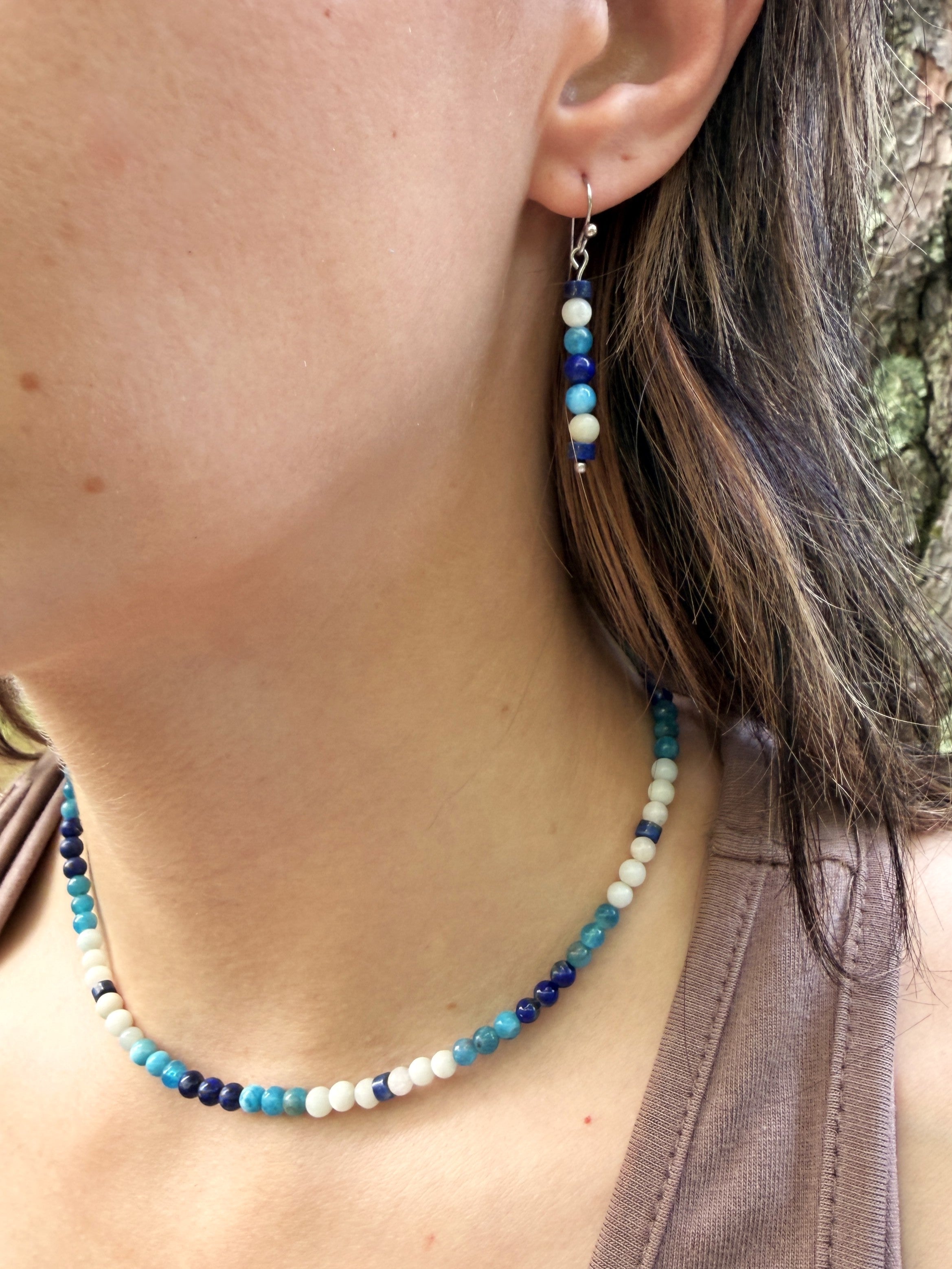 Blue Horizon Earrings - Amazonite, Apatite & Lapis Lazuli Earrings