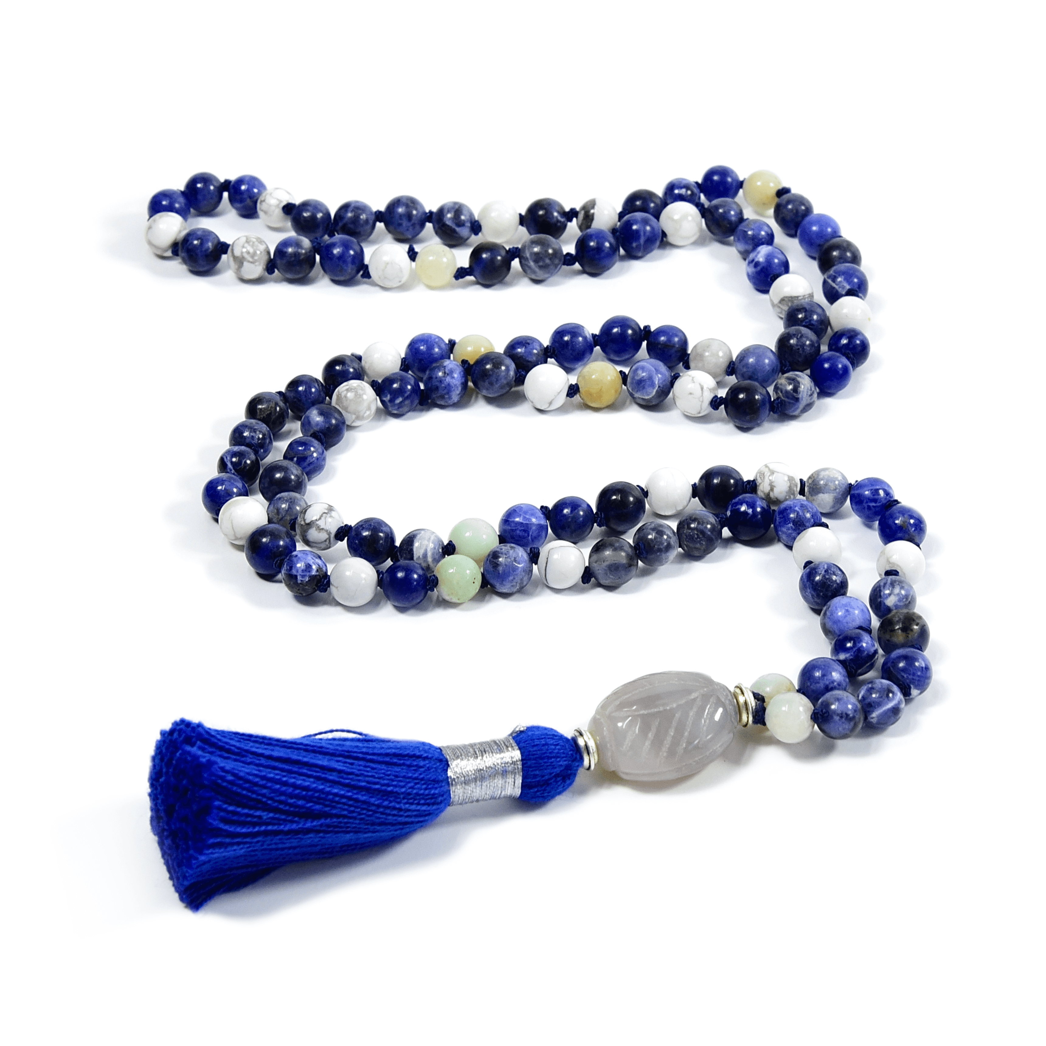 Clear Communication Meditation Mala - Sodalite, Howlite, & Amazonite