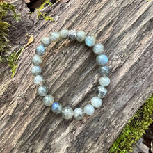 Load image into Gallery viewer, Labradorite Bracelet This bracelet is made with high-quality Labradorite gemstones which provide support and perseverance during times of change. Zodiac Signs: Sagittarius, Scorpio &amp; Leo Chakras: Third Eye &amp; Crown. Handmade with authentic crystals and gem
