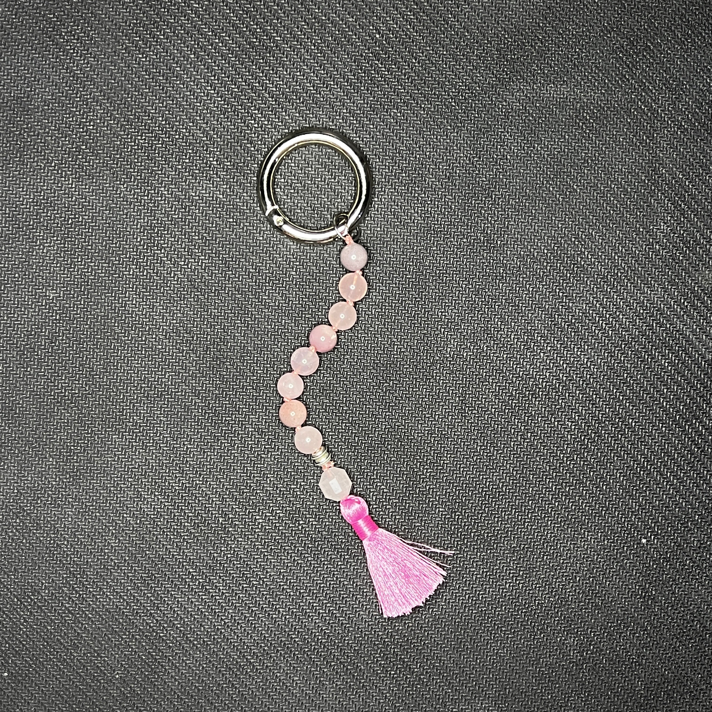 Rose Quartz and Mookaite Gemstone Keychain