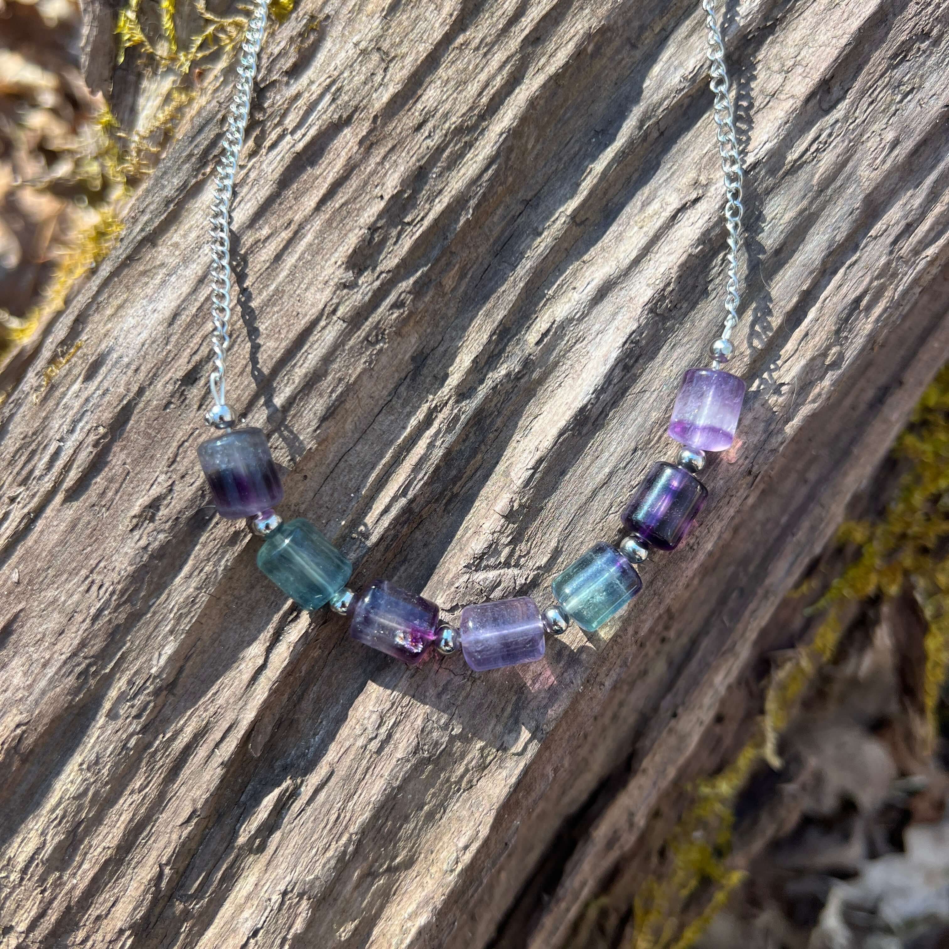 Fluorite Barrel Cut Necklace