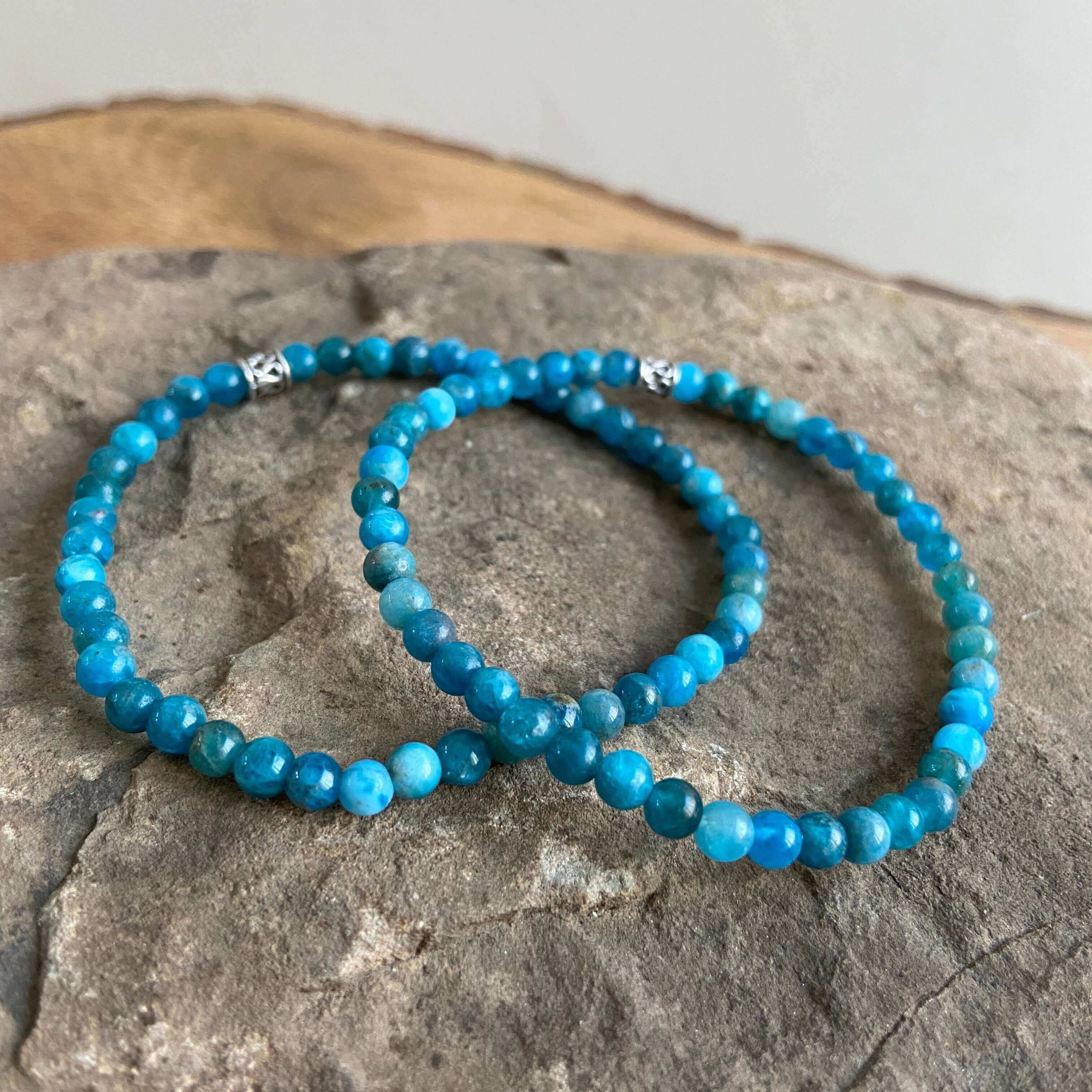 Apatite Bead Bracelet This bracelet is made with high-quality Apatite stones which bring clarity to the wearer. Zodiac Signs: Gemini and Libra. Chakra: Third Eye and Throat. Handmade with authentic crystals and gemstones in Minneapolis, MN.