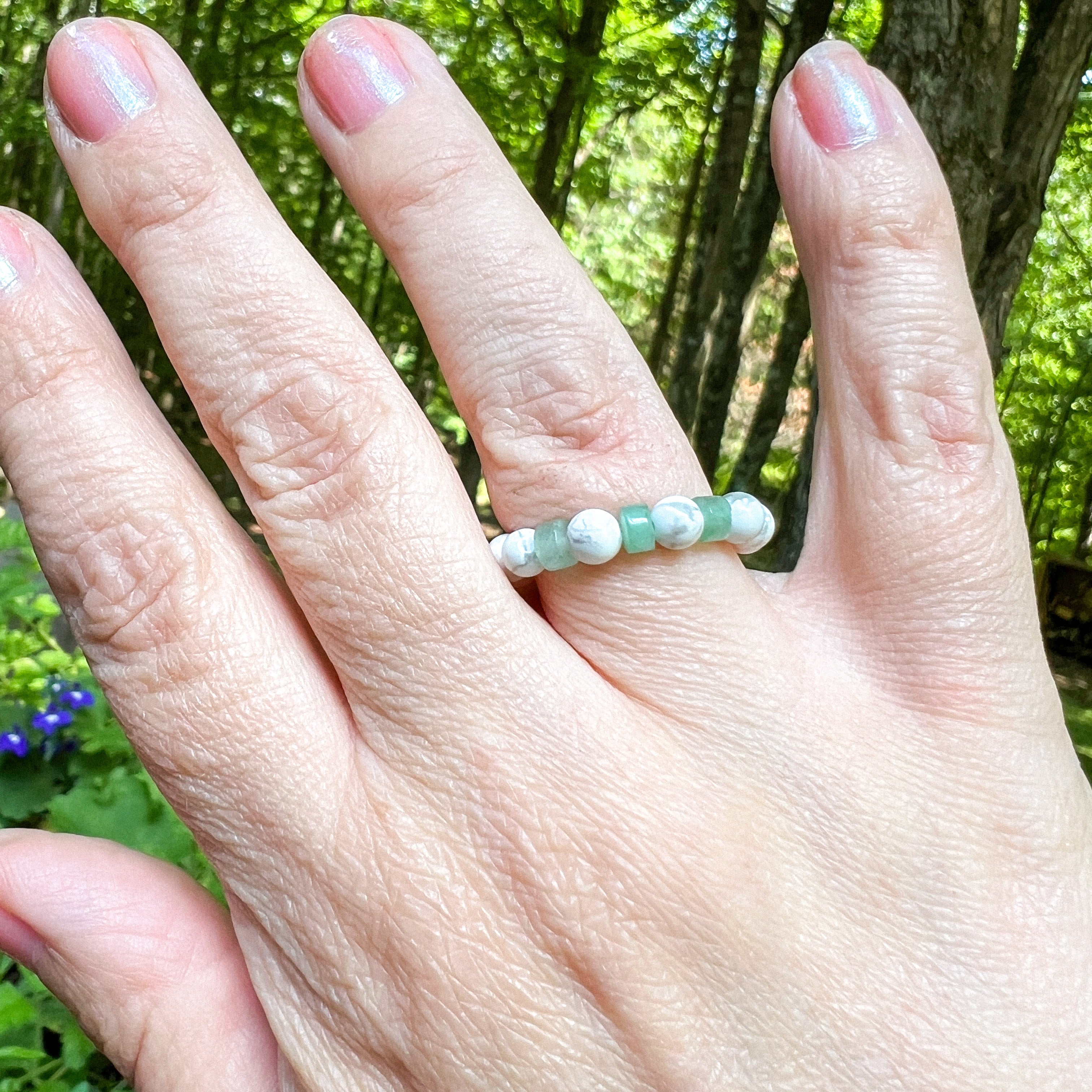 Howlite and Aventurine Ring