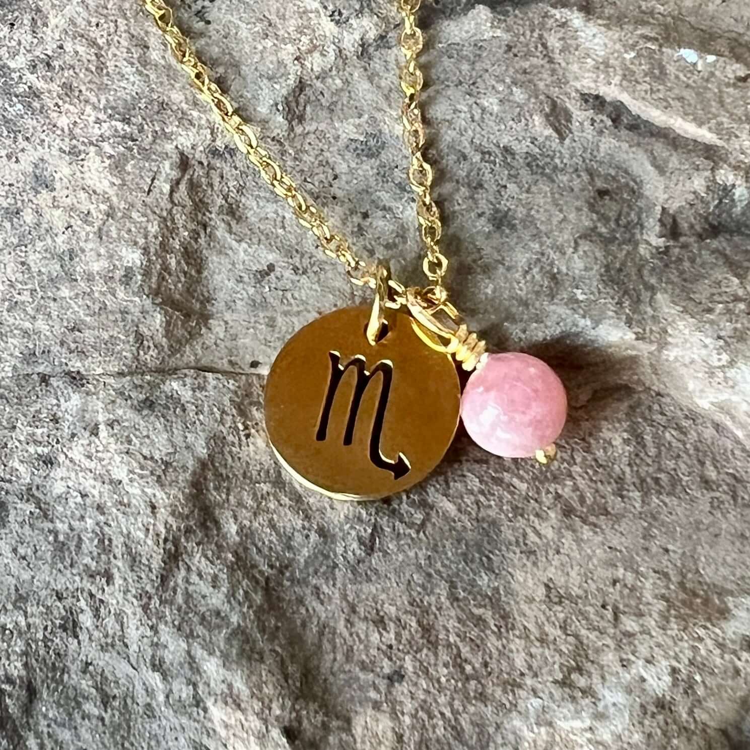 Zodiac Charm & Gemstone Necklace