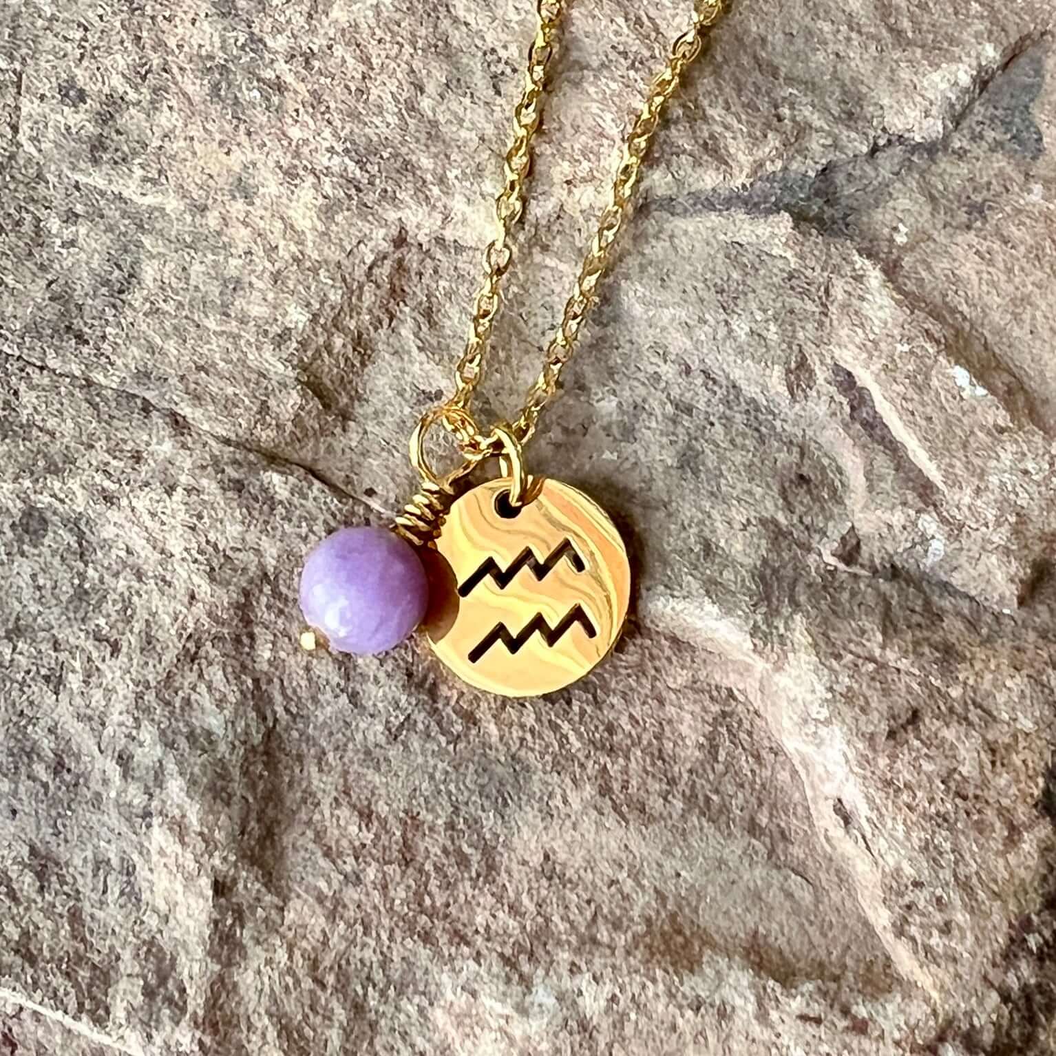 Zodiac Charm & Gemstone Necklace