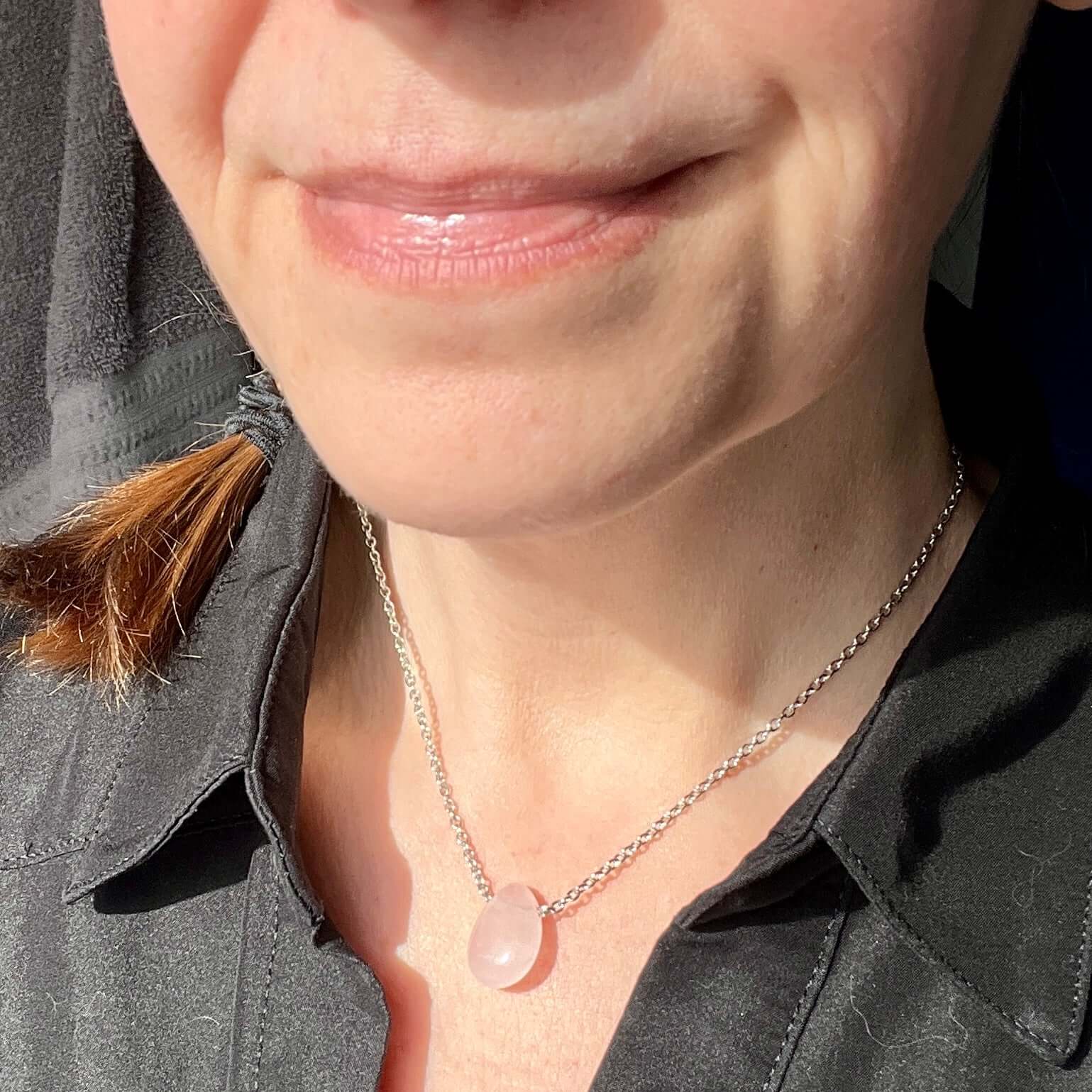 Rose Quartz Teardrop Necklace