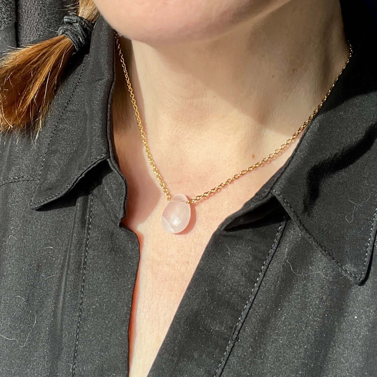 Rose Quartz Teardrop Necklace
