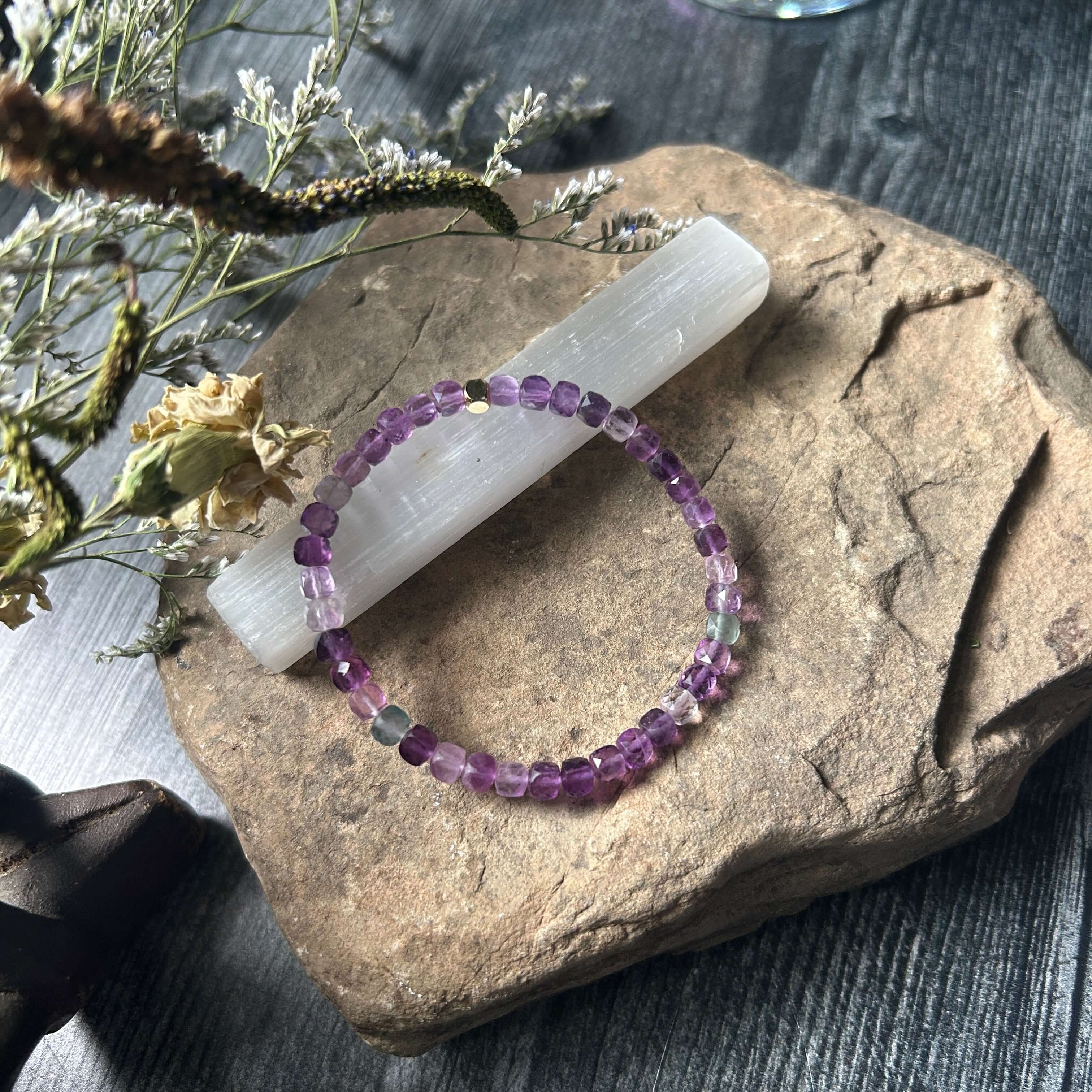 Purple Fluorite Cube Bracelet - Subtle Radiance Collection