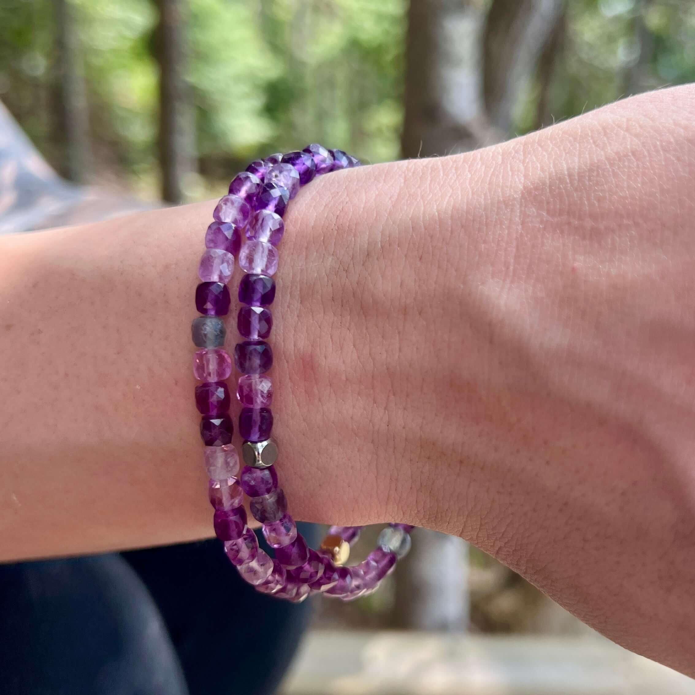 Purple Fluorite Cube Bracelet - Subtle Radiance Collection