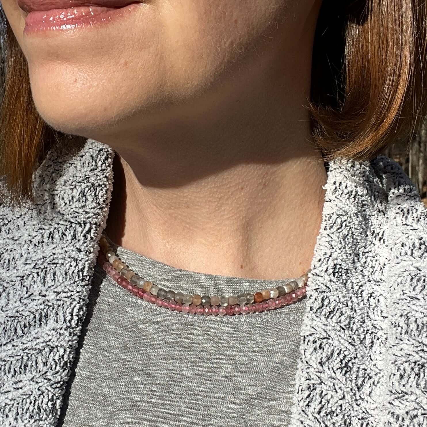 Moonstone Cube Necklace This necklace is made with high-quality Moonstone beads which bring inner growth to the wearer. A stone for “new beginnings”, Moonstone is a stone of inner growth and strength. It soothes emotional instability and stress, and stabi