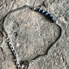 Load image into Gallery viewer, September birthstone bracelet made with 4mm Sapphire on stainless steel chain.
