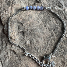 Load image into Gallery viewer, December birthstone bracelet made with 4mm faceted Tanzanite on stainless steel chain.
