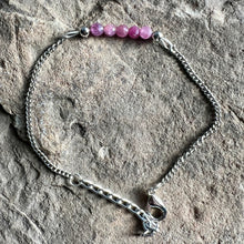 Load image into Gallery viewer, July birthstone bracelet made with 4mm faceted Ruby gemstones on stainless steel chain.
