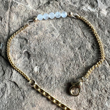 Load image into Gallery viewer, June birthstone bracelet made with 4mm Moonstone on gold plated chain.
