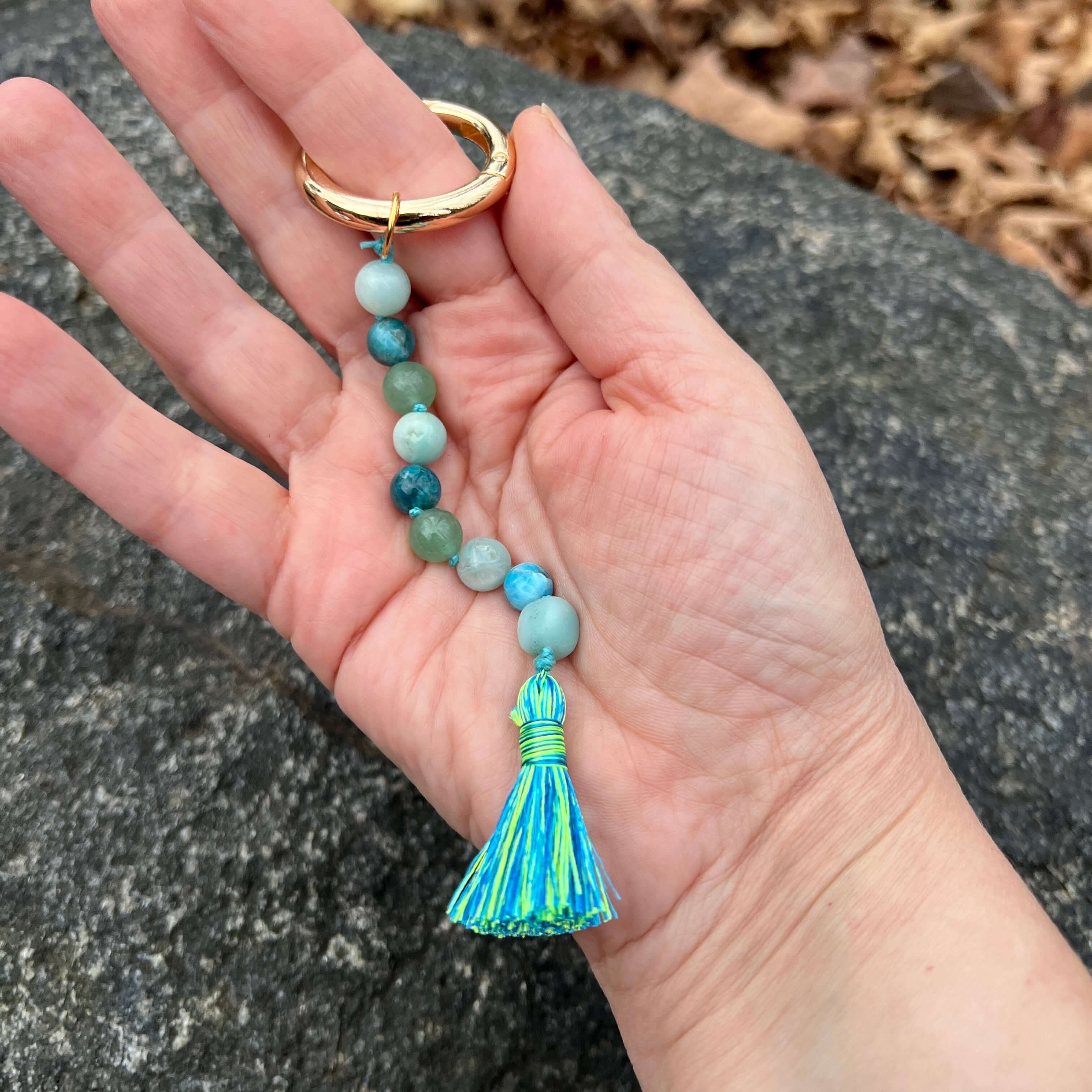 Amazonite, Green Aventurine & Apatite Gemstone Keychain