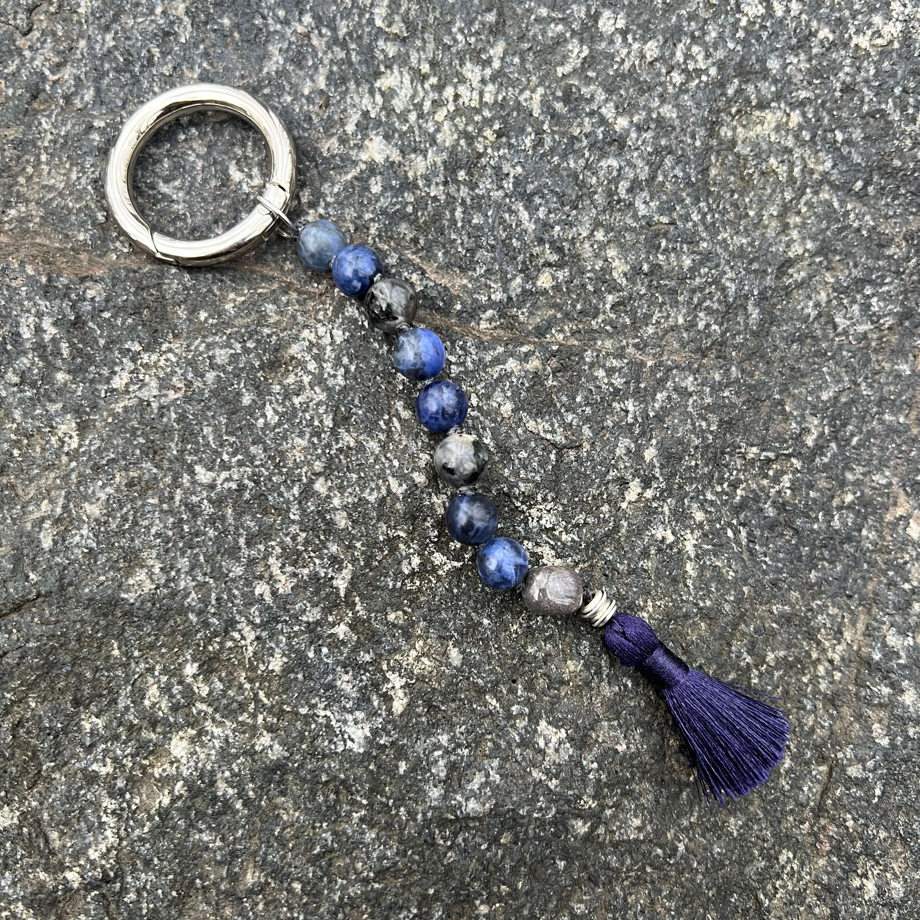 Sodalite & Hematite Gemstone Keychain