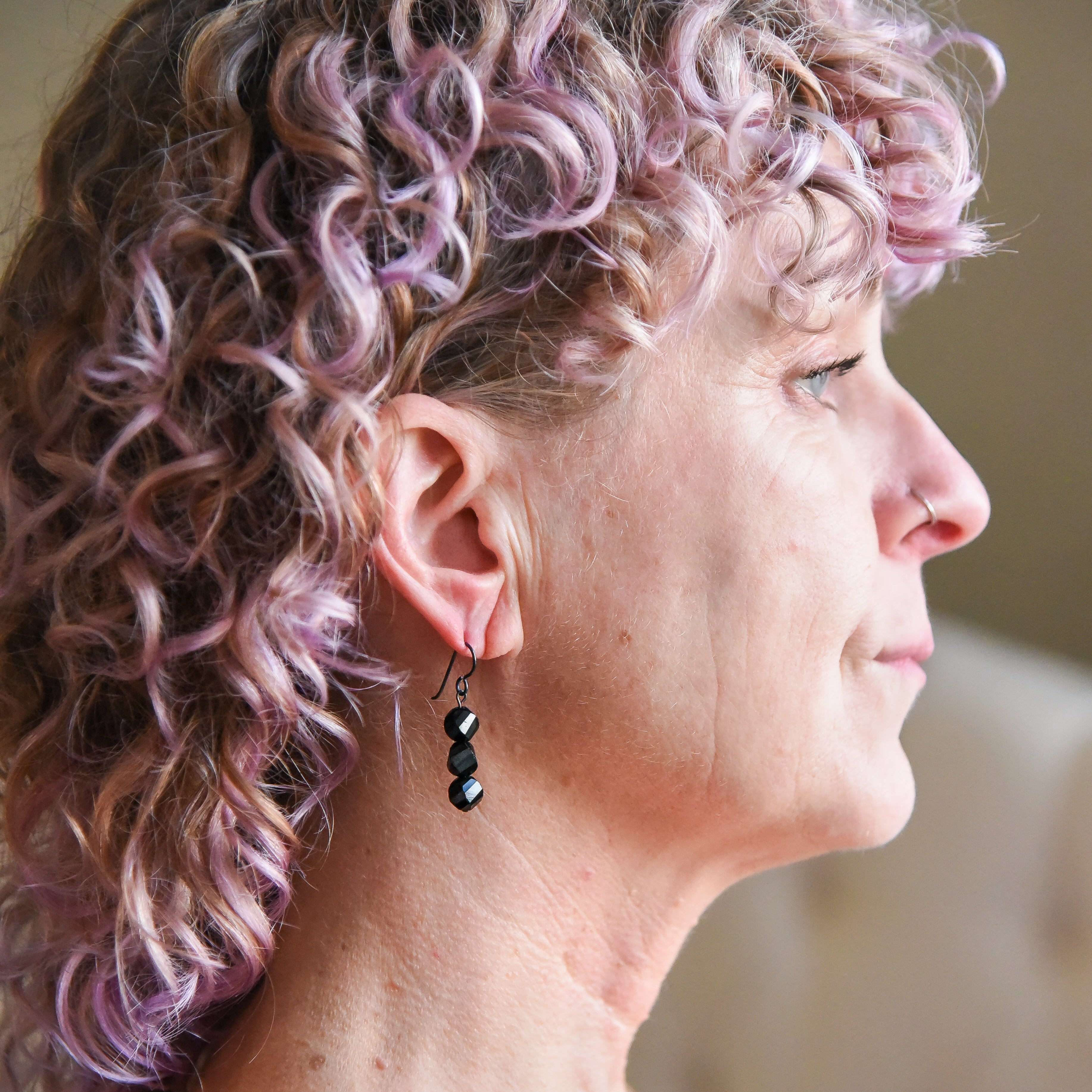 Onyx Spiral Sphere Earrings