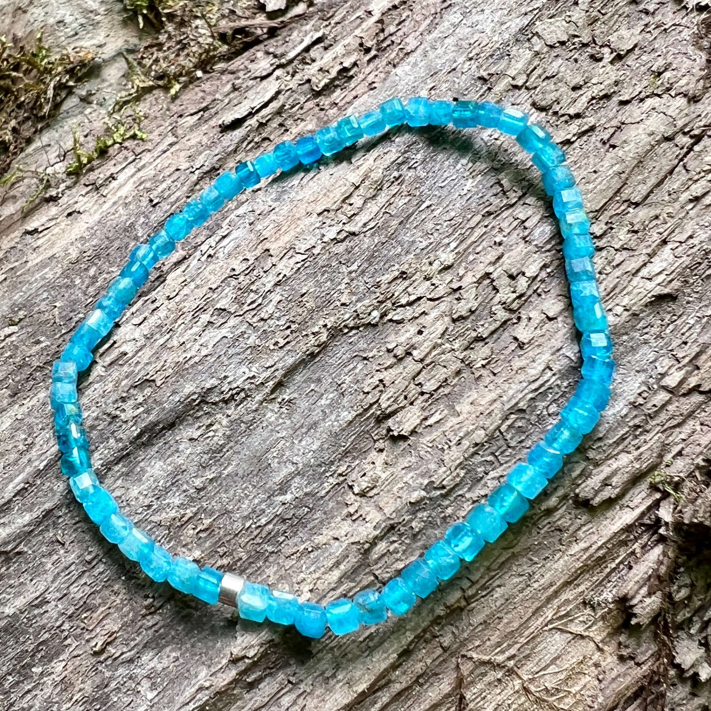 Blue Apatite Cube Bracelet - Subtle Radiance Collection