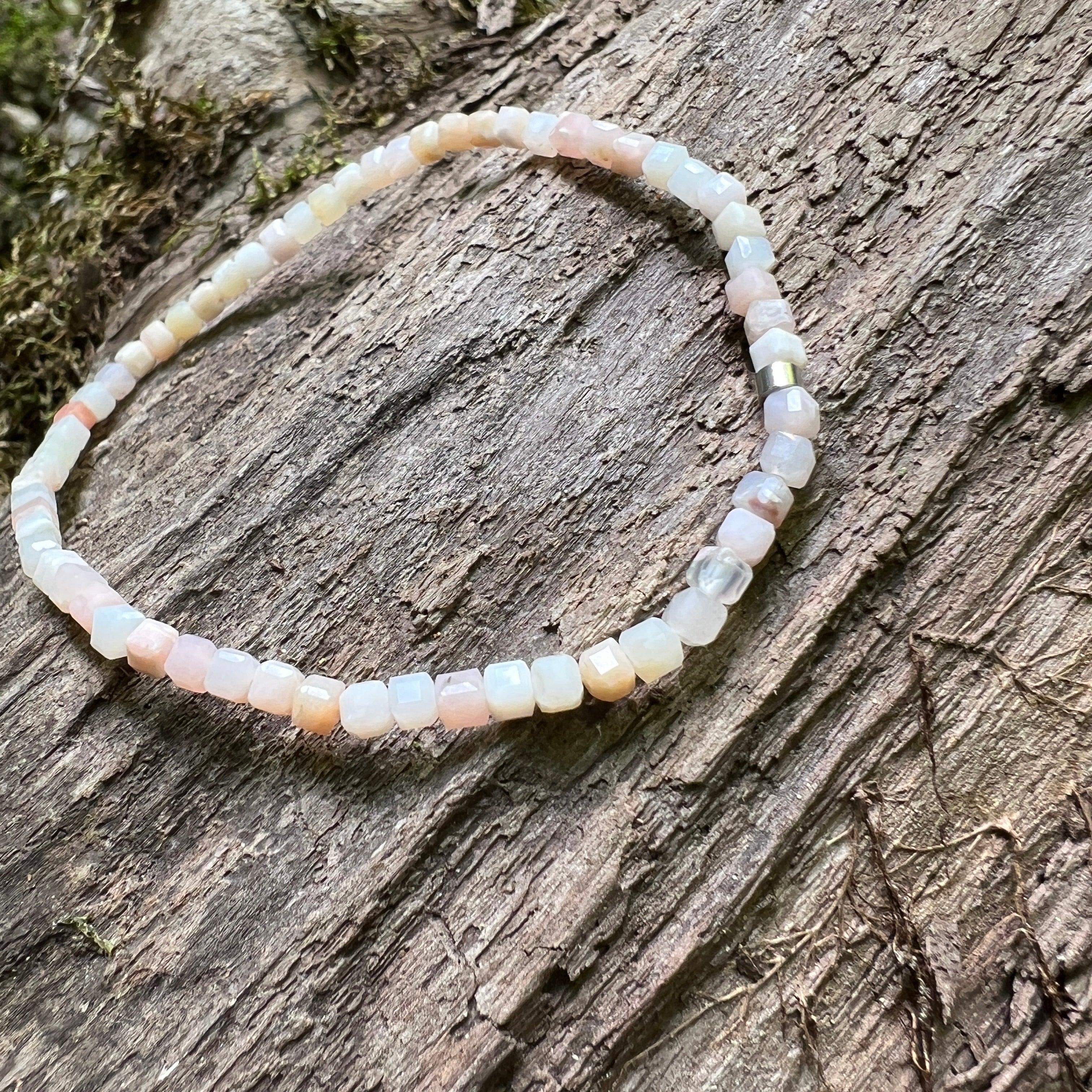 Pink Opal Cube Bracelet - Subtle Radiance Collection