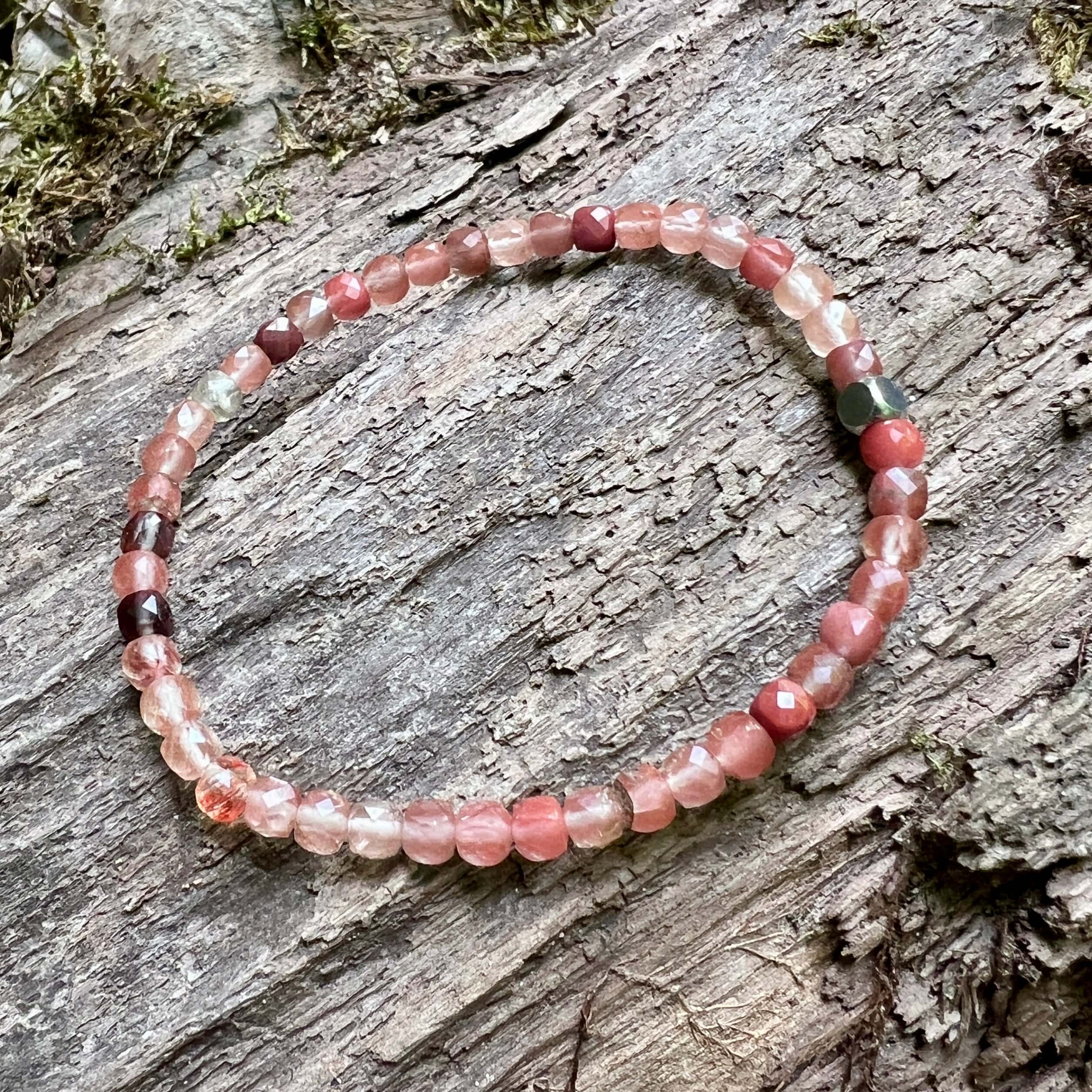 Red Lazasine Cube Bracelet - Subtle Radiance Collection