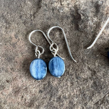 Load image into Gallery viewer, Kyanite Earrings These earrings are made with Kyanite gemstones which help in seeking truth through focus and logic. Zodiac Signs: Aries, Taurus &amp; Libra. Chakras: All. Handmade with authentic crystals &amp; gemstones in Minneapolis, MN.
