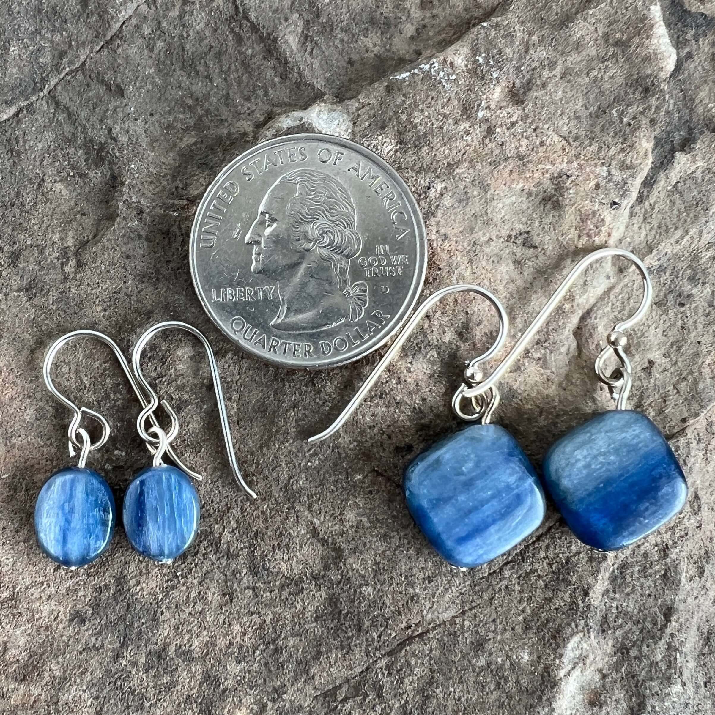 Kyanite Earrings These earrings are made with Kyanite gemstones which help in seeking truth through focus and logic. Zodiac Signs: Aries, Taurus & Libra. Chakras: All. Handmade with authentic crystals & gemstones in Minneapolis, MN.