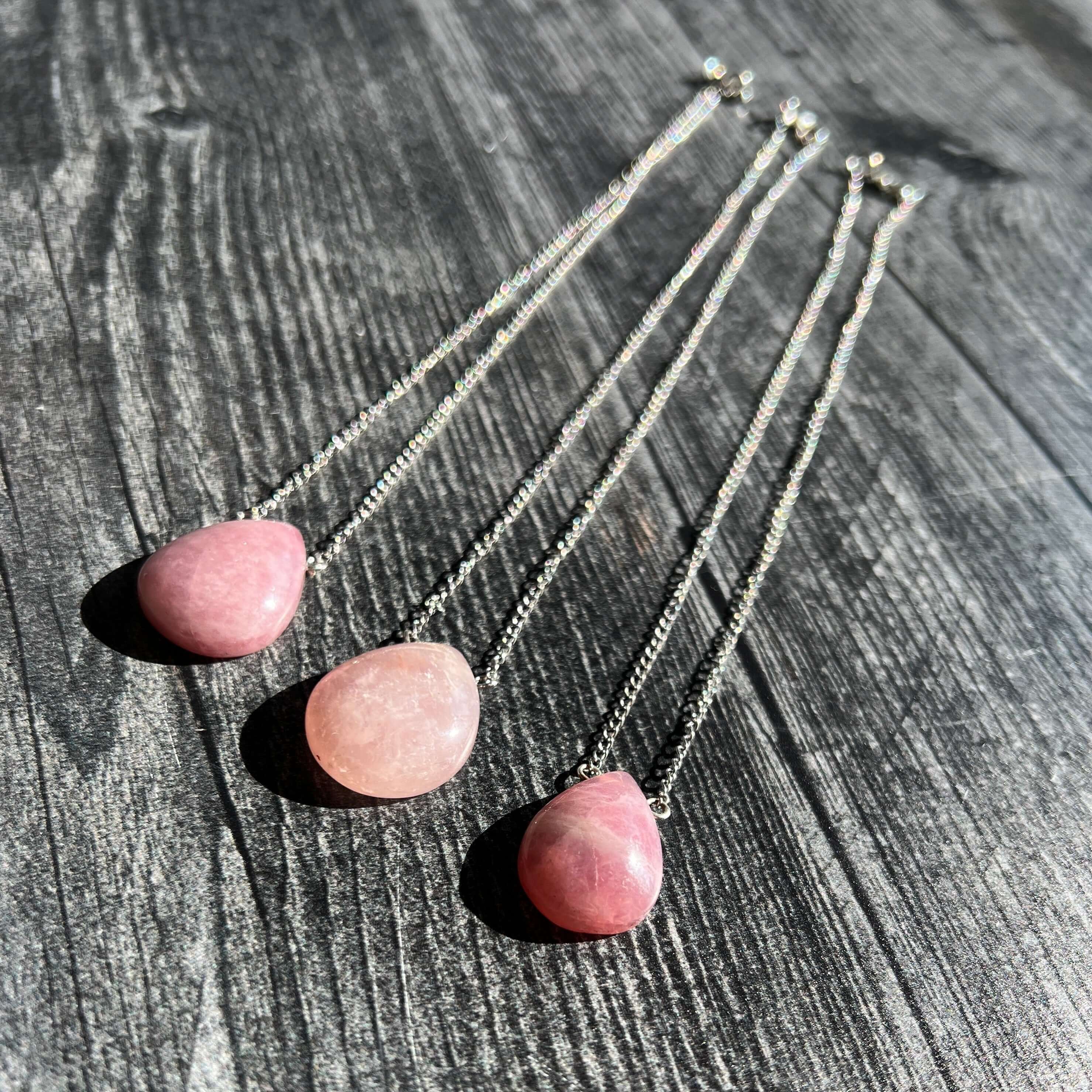 Madagascar Rose Quartz Pendant Necklace This necklace is made with an authentic Madagascar Rose Quartz stone, which serves to inspire and enhance feelings of unconditional love. Zodiac Signs: Aquarius, Pisces, Aries, and Taurus. Chakras: Heart. Handmade w
