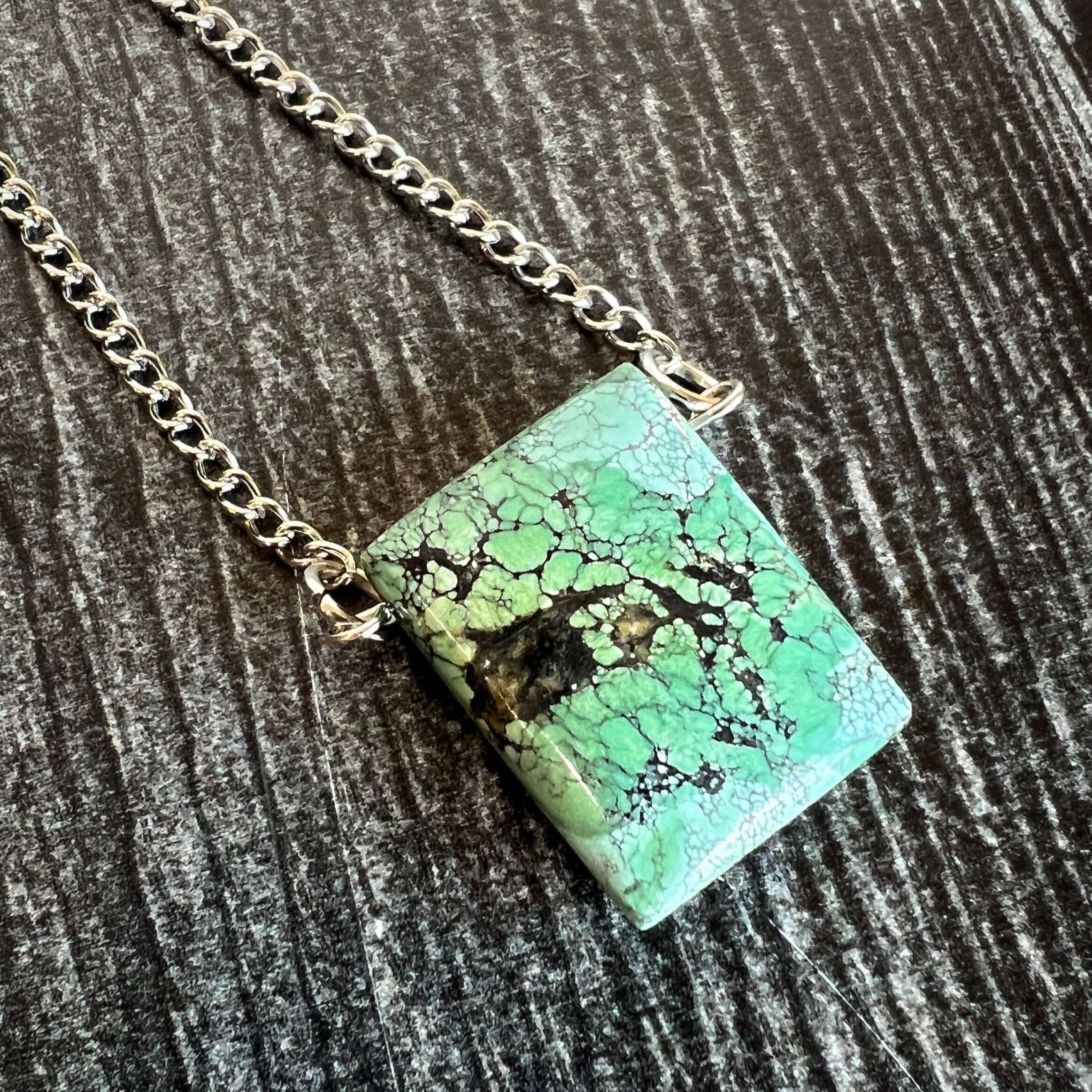 Turquoise Pendant Necklace This necklace is made with high-quality Turquoise gemstones which bring peace and alignment to the wearer. Zodiac Sign: Sagittarius. Chakras: Heart & Throat. Handmade with authentic crystals & gemstones in Minneapolis, MN.