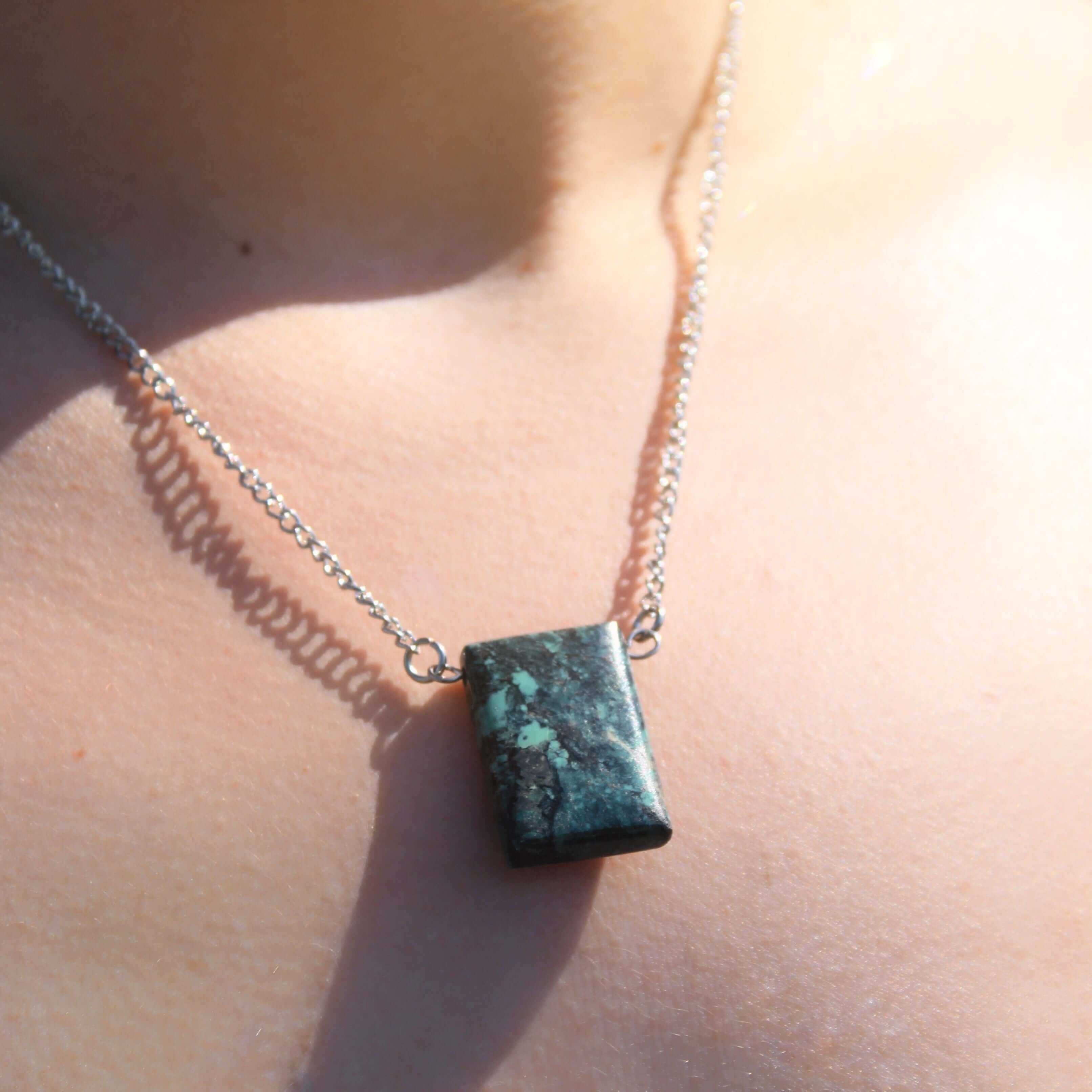 Turquoise Pendant Necklace This necklace is made with high-quality Turquoise gemstones which bring peace and alignment to the wearer. Zodiac Sign: Sagittarius. Chakras: Heart & Throat. Handmade with authentic crystals & gemstones in Minneapolis, MN.