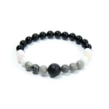 Load image into Gallery viewer, Lava Stone Focal Bracelet with Rainbow Obsidian
