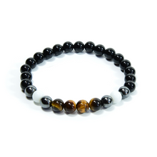 Load image into Gallery viewer, Triple Protection Obsidian, Tiger Eye, and Hematite Bracelet
