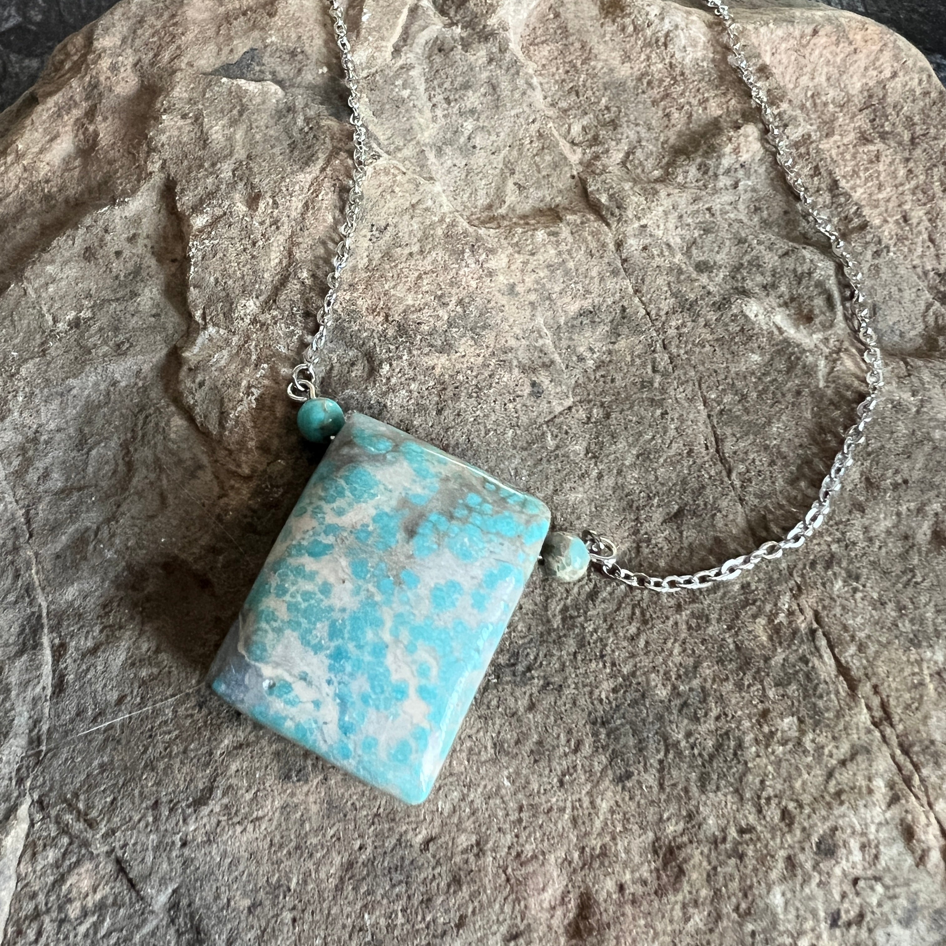 African Turquoise Rectangle Necklace
