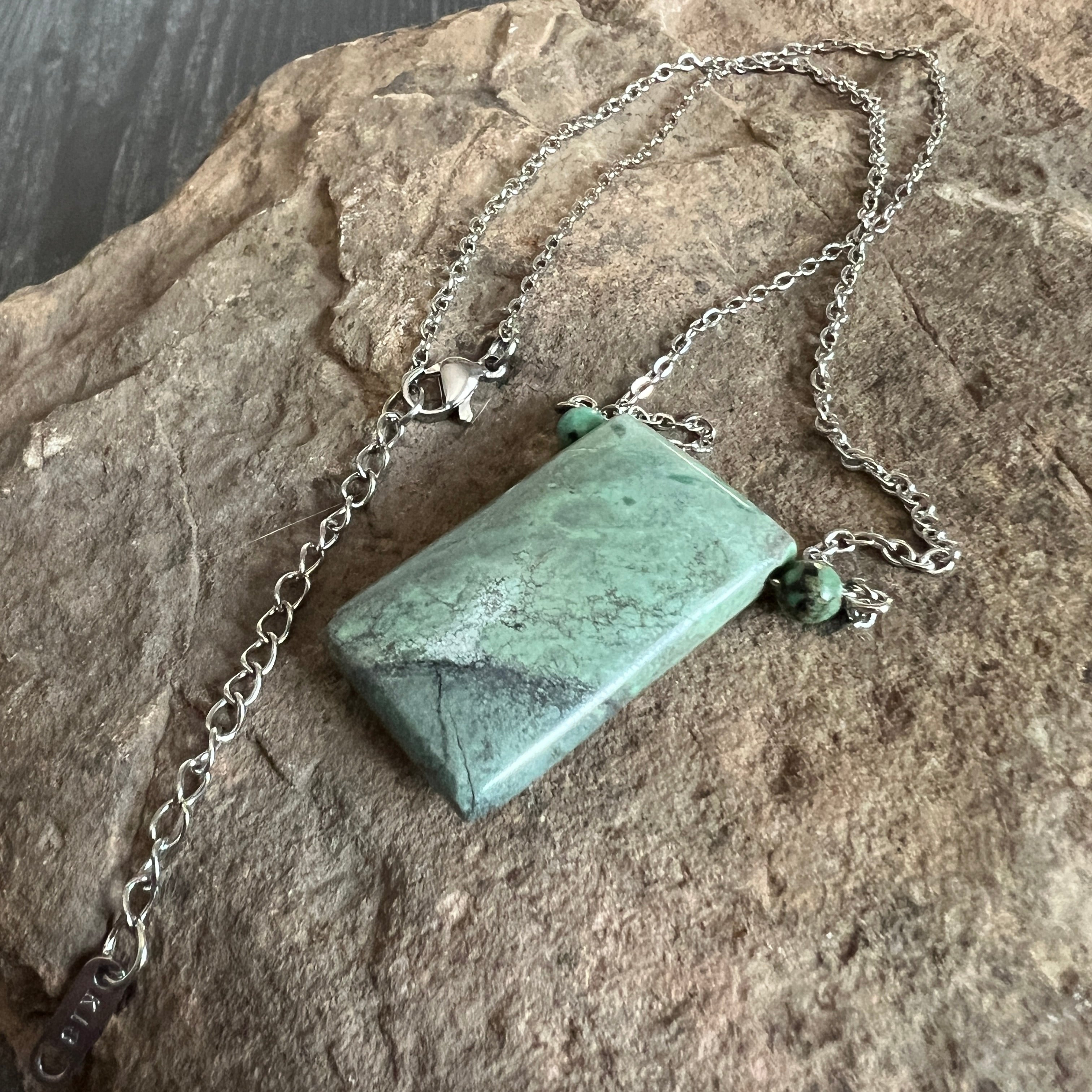 African Turquoise Rectangle Necklace