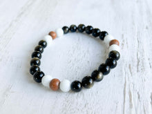 Load image into Gallery viewer, Golden Obsidian, Sandalwood, and White Jade Bracelet
