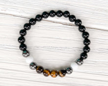 Load image into Gallery viewer, Triple Protection Obsidian, Tiger Eye, and Hematite Bracelet
