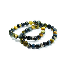 Load image into Gallery viewer, Blue and Blonde Tiger Eye Bead Bracelet
