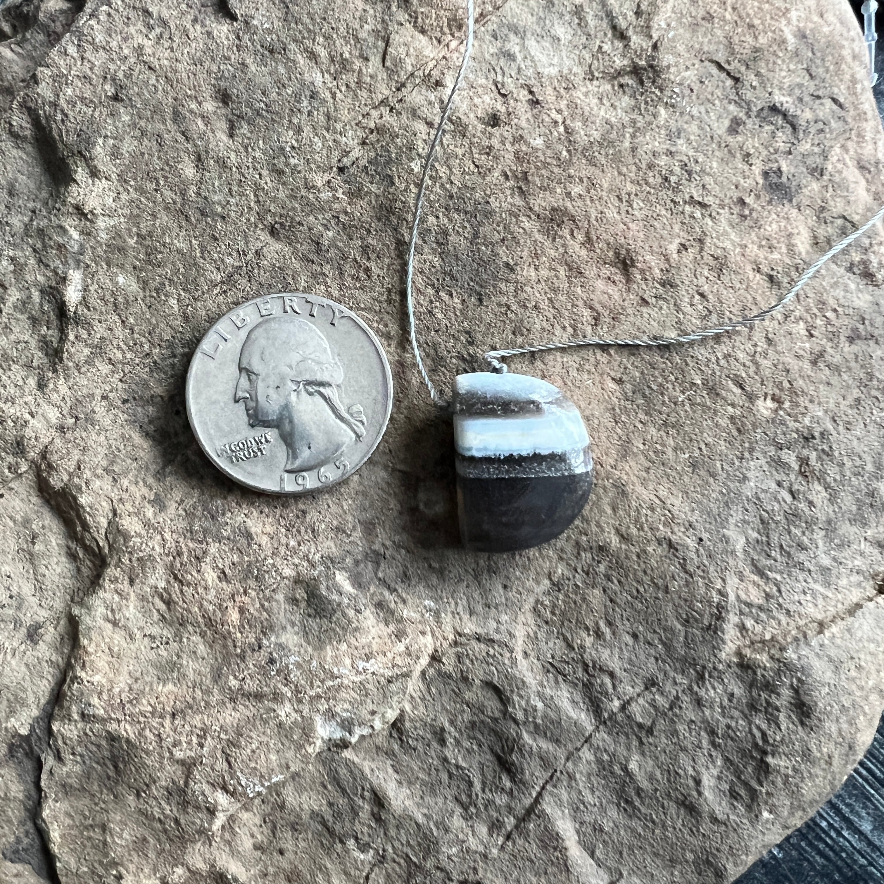 Blue Banded Opal Half Moon Necklace | Natural Ethiopian Opal Jewelry