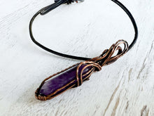 Load image into Gallery viewer, Amethyst Double Point Wire Wrapped Pendant
