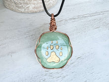 Load image into Gallery viewer, Paw Print Aventurine Wire Wrapped Pendant
