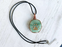 Load image into Gallery viewer, Paw Print Aventurine Wire Wrapped Pendant
