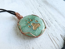 Load image into Gallery viewer, Paw Print Aventurine Wire Wrapped Pendant
