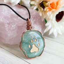 Load image into Gallery viewer, Paw Print Aventurine Wire Wrapped Pendant
