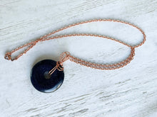 Load image into Gallery viewer, Blue Goldstone Wire Wrapped Pendant Necklace
