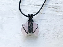 Load image into Gallery viewer, Rose Quartz Moon Wire Wrapped Pendant
