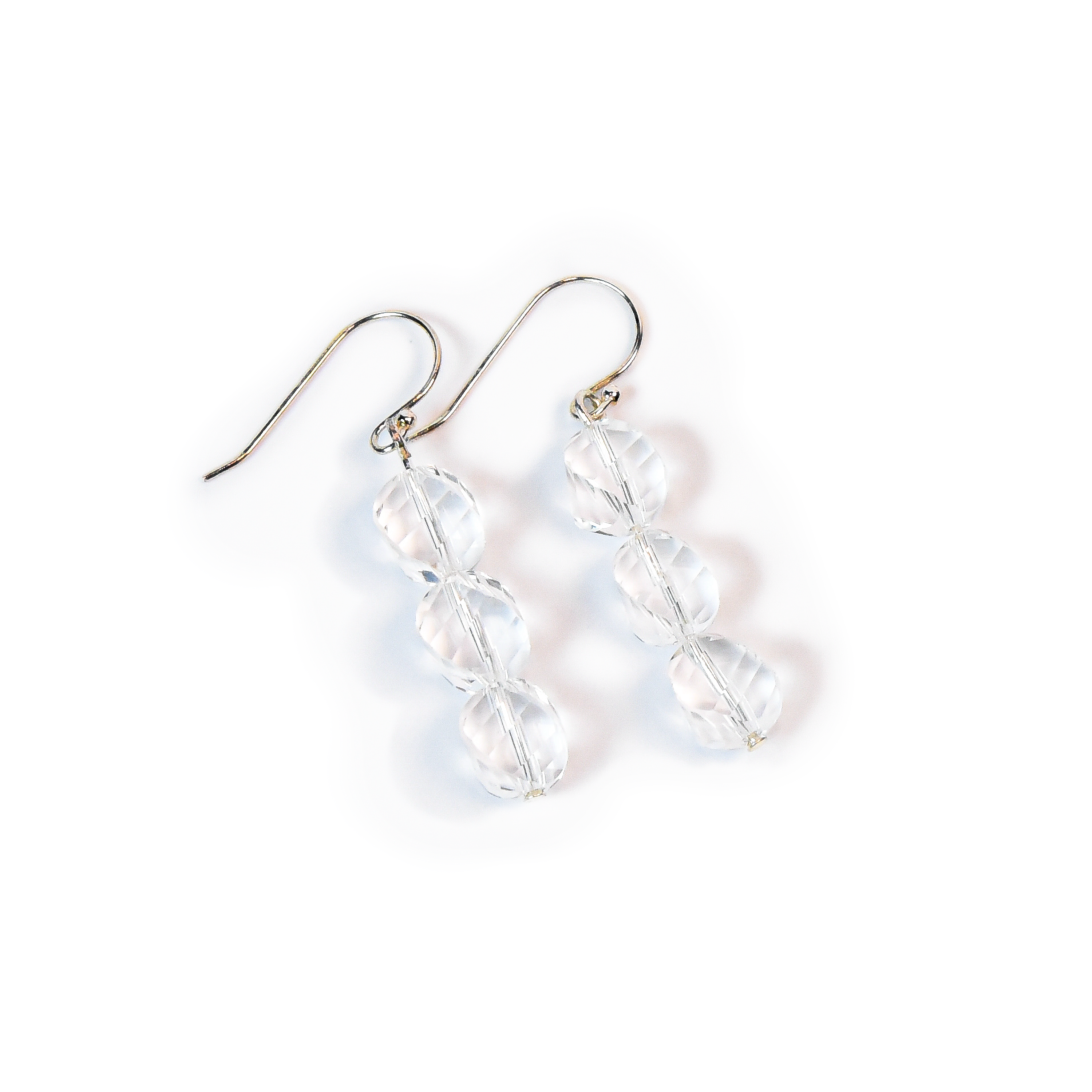 Clear Quartz Spiral Sphere Earrings