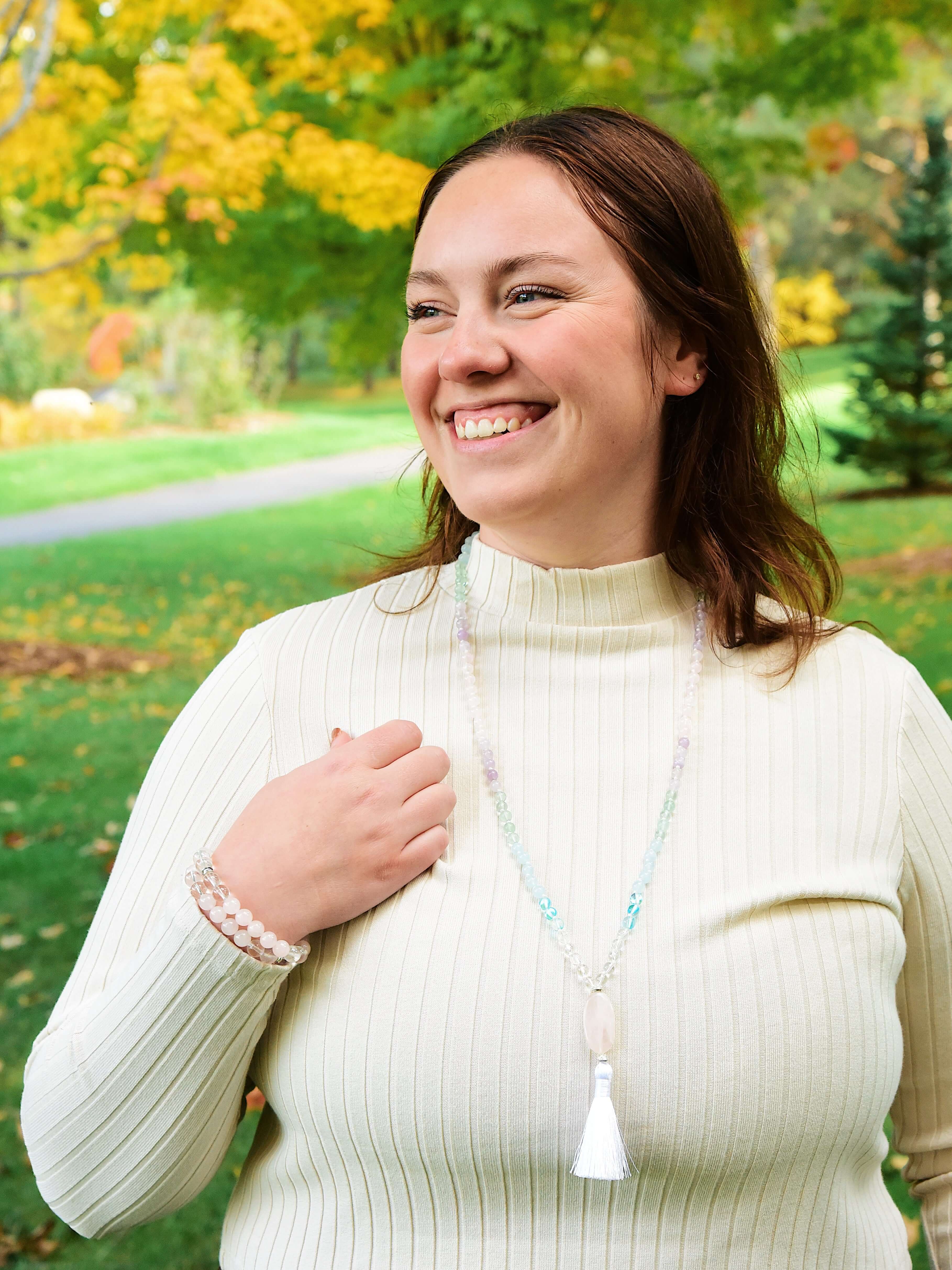 Clarity Mala on a model